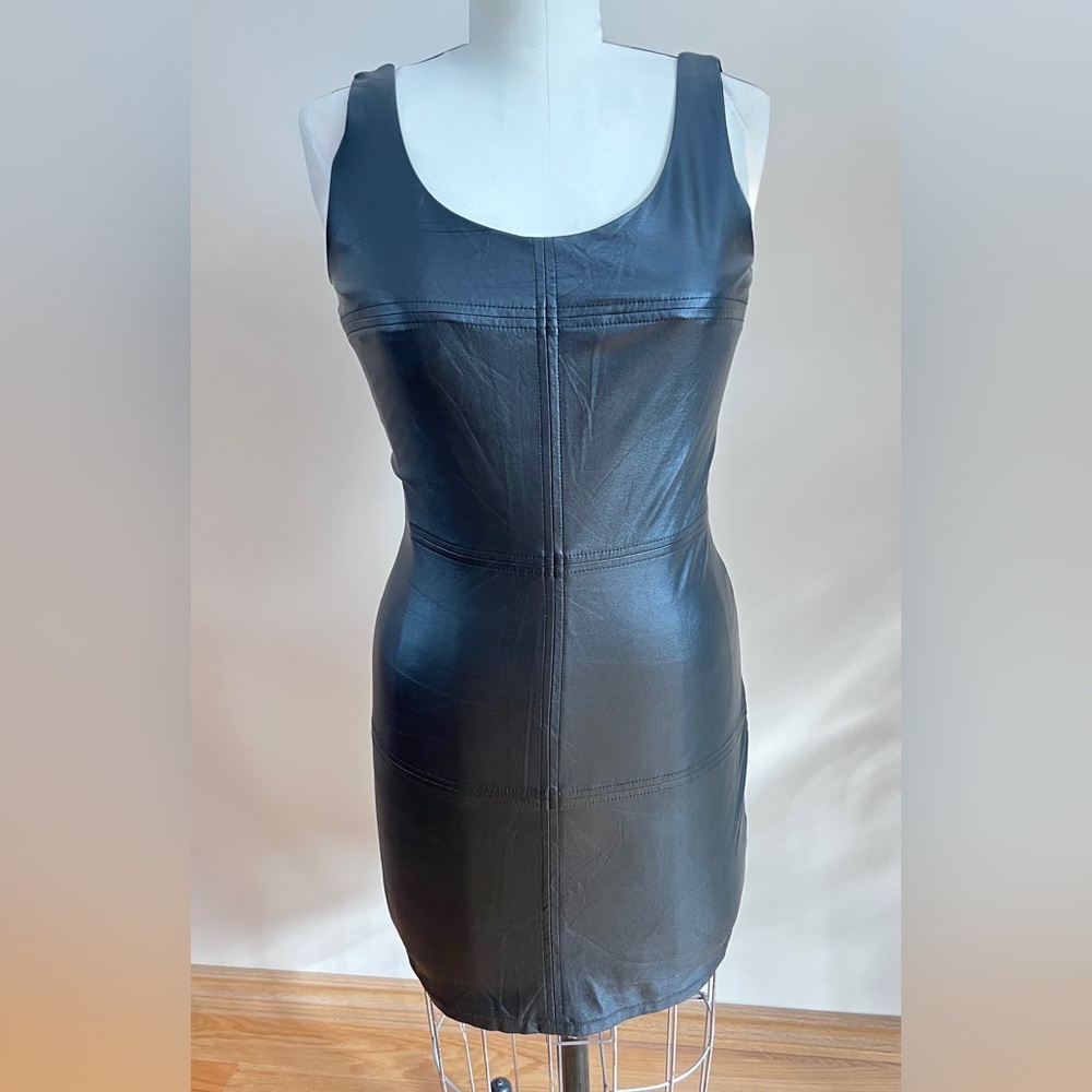 Dynamite Black Faux Leather Bodycon Dress Size M